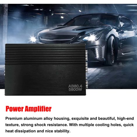 Amplificateur audio de voiture à 4 canaux Ampli haute puissance 5800W. Classe de puissance stéréo à quatre voies A/B (1/5)