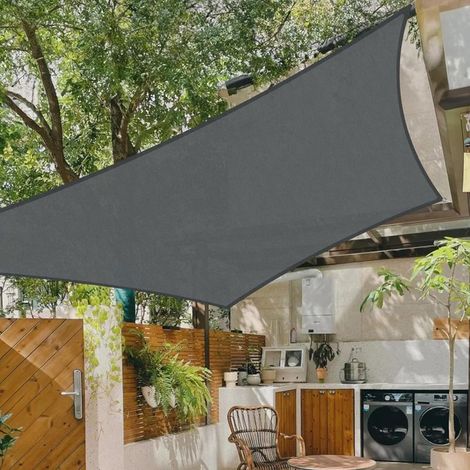 Quadratisches Sonnensegel 2x2m, wasserdichtes Schattierungstuch, 95% UV-Schutz, für Terrasse, Balkon, Garten, Garten und Außenbereich – Anthrazit (1/5)