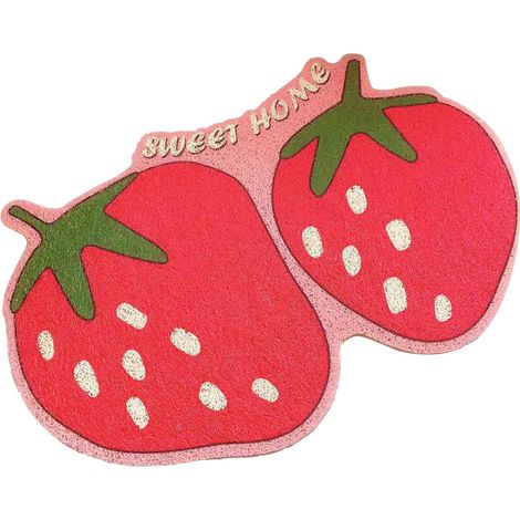 Tapis de litière pour chat en forme de fruit, antidérapant, Flexible, facile à nettoyer, napperon pour attraper des aliments pour animaux de compagnie, fraise 40x60cm / 15.7x23.6in (1/5)