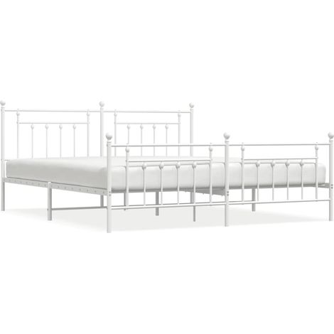 Maison Exclusive - Cadre de lit métal sans matelas et pied de lit blanc 200x200 cm (1/5)