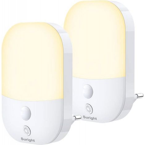 Lot de 2 Veilleuses LED Lampe Nuit Automatique 5 Niveau Luminosité avec Capteur de Crépuscule Veilleuse Enfant Plug (1/3)