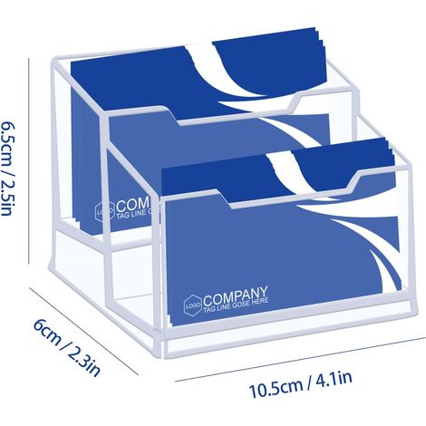 Juego de 2 tarjeteros acrílicos con 2 compartimentos, capacidad para 200 tarjetas.
