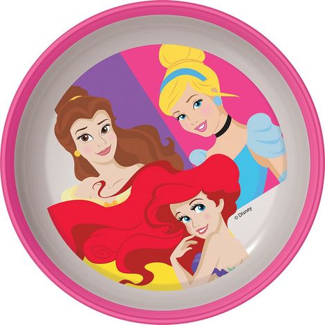 Disney ciotola rosa e bianca per bambine in plastica Principesse Cenerentola Ariel Belle con base antiscivolo (1/4)