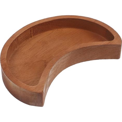 Plateau de Rangement en Bois Massif Forme Lune Organisateur Créatif pour Bijoux et Cristaux Support Polyvalent pour Petits Objets Décoratifs pour Bureau et Maison Finition (1/5)