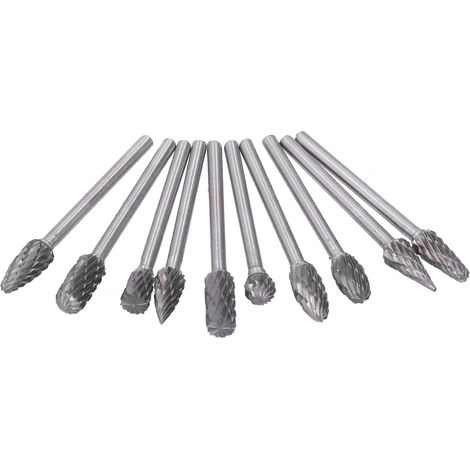 10-teiliges Set mit rotierenden Feilen, Schleifköpfen, Fräsern und Hartmetall-Bohrern für Holz und Kunststoff (1/5)
