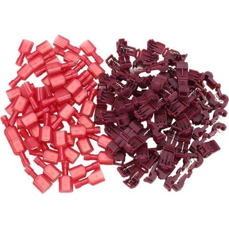 Connecteurs de câble électrique isolés rouge Fermeture d'épissure rapide Bornes à fil Ensemble combiné à sertir à lame 0.5-1.5mm2 AWG 22-16 (1/5)