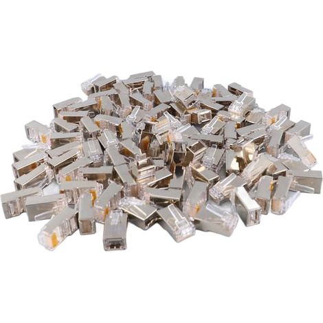 Kit de 100 connecteurs RJ45 blindés métalliques CAT6 pour réseau sûr et fiable (1/5)
