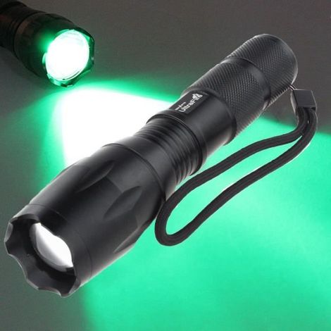 Cree xml t6 conduit zoomable lampe torche chasse accent de la torche lumière verte (1/3)