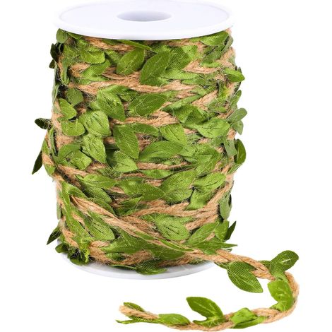 Ruban de Jute avec Feuilles Vertes, 30m Style Rustique Ficelle Décorative pour Le Jardin Idéale pour Les Loisirs Créatifs l'Emballage Cadeau Mariages et la Décoration Intérieure (1/5)