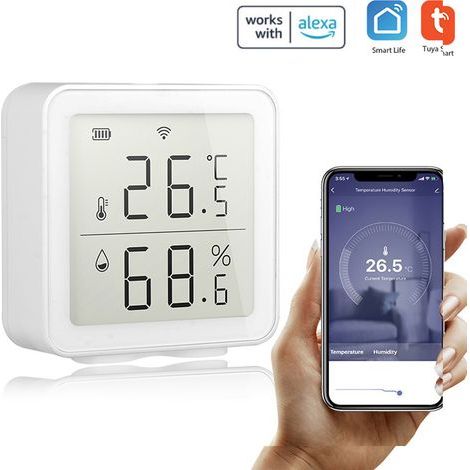 Wi-Fi connected thermometer and hygrometer, temperature and humidity monitor, Alexa compatible, remote monitoring and alert notifications (1/5)
