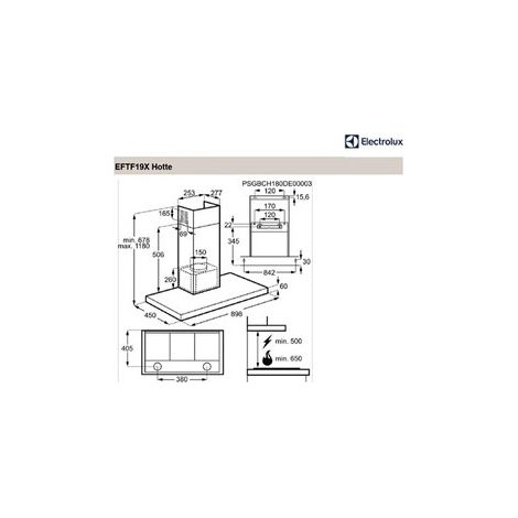 Electrolux – Hotte décorative murale 90 cm – Débit d'air 600 m³/h – Éclairage LED 5W – 3 vitesses – Inox – Type cheminée