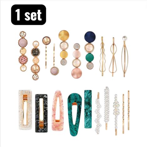 Lot de 1 ensemble d épingles à cheveux pinces à cheveux plates ensemble d épingles à cheveux avec perles pinces à cheveux couleurs bonbon joyeuses accessoire de mode pour bureau fête et cadeau couleur (1/5)