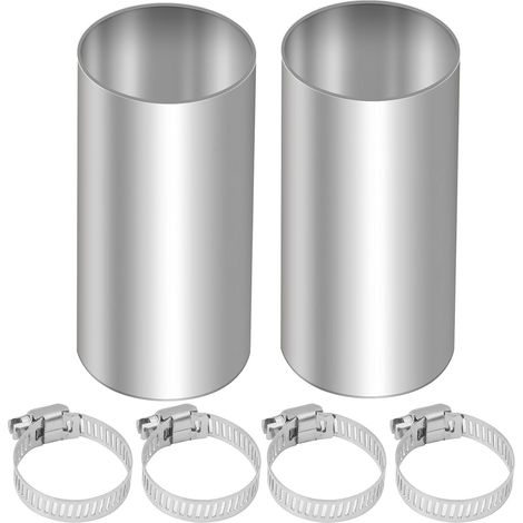 Lot de 2 raccords de tuyau d'échappement pour chauffage auxiliaire – Tube d'extension en acier inoxydable avec 4 pinces, raccord de tuyau d'échappement de 24 mm, pour chauffage d'air diesel (1/5)