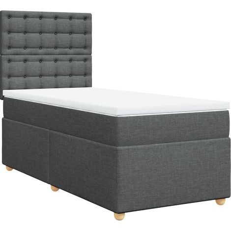Maison Exclusive - Sommier à lattes de lit et matelas Gris foncé 90x190 cm Tissu (1/5)