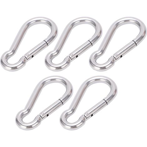 Lot de 5 mousquetons de 100 mm en acier inoxydable haute résistance avec ressort, pour sac à dos d'escalade (1/5)