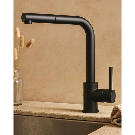 Rubinetto cucina estraibile Linda nero opaco (1/4)