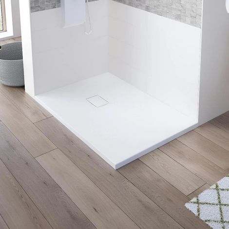 Receveur de Douche 90x90cm KINEDO Carré Kinesurf Pietra Biocryl Thermoformé Blanc Avec Bonde - RD1200BT