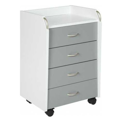 CASSETTIERA PRINTI 4 CASSETTI 40x36x64,5H LAMINATO BIANCO/GRIGIO (1/5)