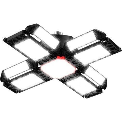 200W LED Lampe d'atelier Eclairage de garage 1 PCS 6500K Plafonnier déformable avec 12 Panneaux Réglables - E26 / E27 Bay lumière pour cave magasin atelier grange entrepôt [Classe énergétique F] (1/5)