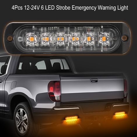 Set mit 4 x 6 LED-Kfz-Rundumleuchten, 12–24 V, Notfallwarnblinklicht, gelber Balken (1/5)
