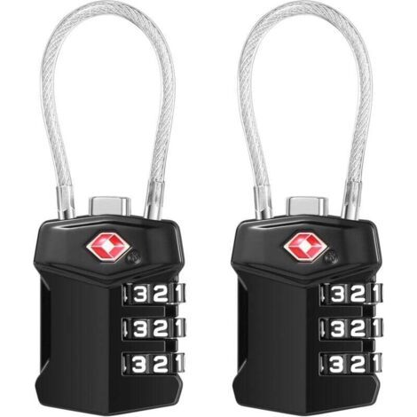 Cadenas Valise 2 Pack, Cadenas Valise Avion Serrures à Bagages à Combinaison 3 Chiffres Cadenas Voyage pour Extérieur Voyage Bagage Camping Casier