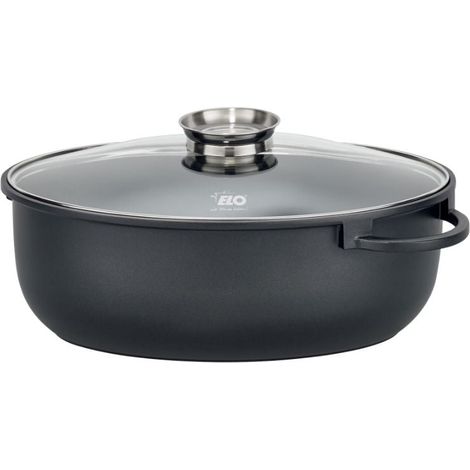 Cocotte ovale 38 x 25 cm – Fonte d'aluminium antiadhésive ELODUR® Select – Couvercle en verre résistant aux chocs – Compatible induction et four jusqu'à 240°C