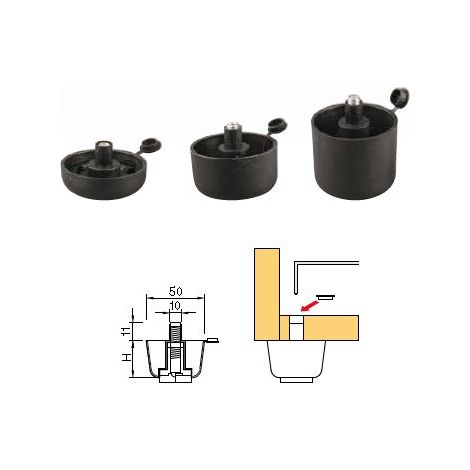 Pata de mueble deslizante con ajuste de altura, 42 mm, color negro SANS MARQUE