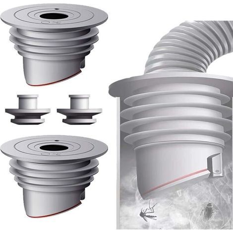 ALLIANDISJoint de Tuyau de Machine à Lave , 2 Pièces 60-65mm Gris Bouchon Anti Odeur Machine à Laver, Joint de Tuyau de Vidange Déodorant, Déodorant pour Machine à Laver pour Cuisine Domestique (1/4)
