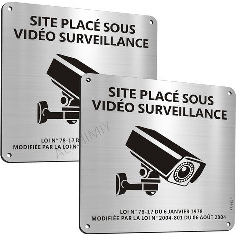 Panneau Camera Surveillance Aluminium 15×15 cm, 2 Pièces Sous Video Surveillance Panneau Adhesif, Avec Trous Percés (1/5)