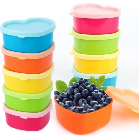 10Pcs Petite Boite Plastique en Forme de Cœur avec Couvercle,5 Couleurs Mini Boite Plastique,Boite Alimentaire Plastique pour (1/5)