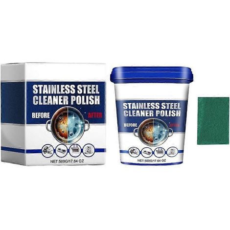 Pâte nettoyante Shine pour acier inoxydable : nettoie casseroles, poêles, ustensiles de cuisine et électroménagers. Brillant rapide, anti-traces, sans rayures. (1/4)
