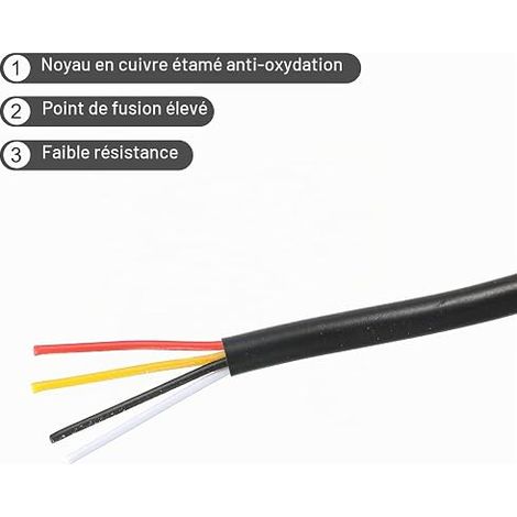 Electric Wire 4 Conductors LED Power Supply Lighting Tinned Cable Copper Low Voltage PVC Flexible Housing Extension Cord Black for LED Strips Lamps (1/4)