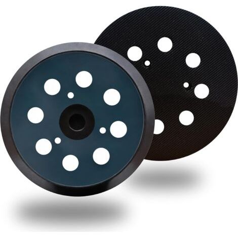 Lot de 2 plateaux de ponçage de rechange Makita 5 pouces à 8 trous pour ponceuse orbitale, fixation auto-agrippante. (1/5)