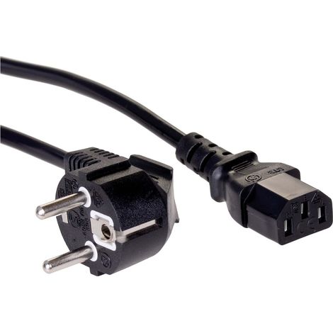 Akyga Strom Anschlusskabel [1x Kaltgeräte-Buchse C13 - 1x Schutzkontakt-Stecker] 3.00 m Schwarz