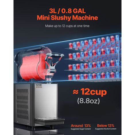 Machine à Granité Commerciale 1x3 L, Machine à Boissons Glacées en Acier Inoxydable de 12 Tasses, Distributeur de Boissons Frappées… (1/5)