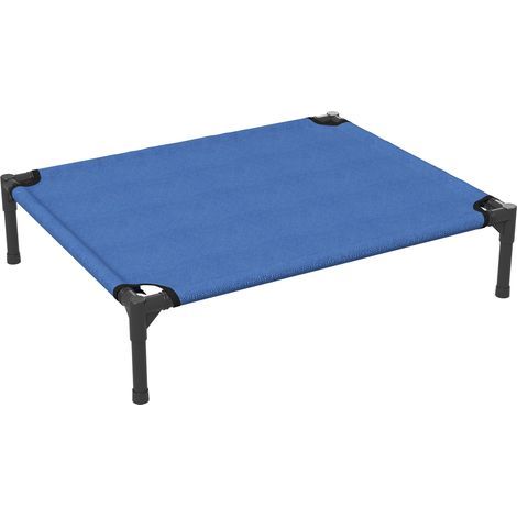 Lettino rialzato pieghevole per cani, utilizzabile all'interno e all'esterno, in metallo e tessuto Oxford, 76 x 61 x 18 cm, blu (1/5)