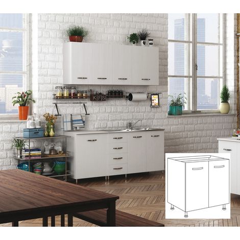 1PZ KIT CUCINA BASE 2 ANTE 80X50XH85 CM SENZA LAVELLO BIANCO