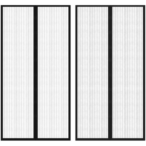 Rideau de porte contre insectes 210x100cm 2 pcs magnétique noir