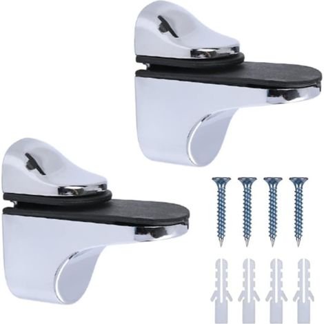 Supports d'étagère en verre (lot de 2) - Supports d'étagère en verre réglables adaptés aux épaisseurs de verre de 3 à 20 mm. (1/5)