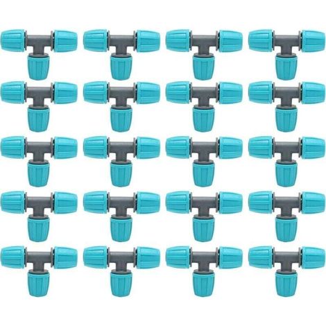 20pcs Raccords en T Barbelé, 16mm Raccords de Tuyau Barbelé Raccords Irrigation Goutte à Goutte Connecteurs en T de Tube Adaptateur 3 Voies Joints de Tuyau pour Jardin Cour Arrosage des Plantes-Crezuo (1/4)