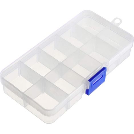 4St Komponenten-Aufbewahrungsbox PP unistellbar 10 Raster Klarweiß 130x70x22mm (1/4)