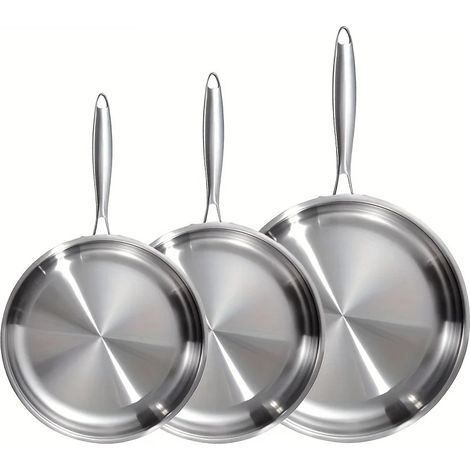 Induktion Edelstahl Pfannen Set Antihaft langlebig kratzfest (1/5)