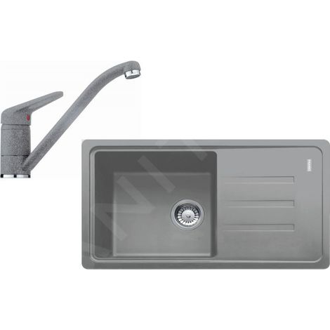 Franke - Kit de cuisine G121, évier en fragranit BSG 611-78/39, pierre grise + robinet FC 9541.084, chrome/pierre grise 114.0441.176 (1/4)