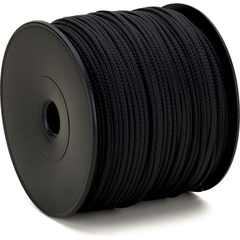 Corda intrecciata Polypro nera, diametro 2 mm, bobina 100 m, corda esterna, corda fai da te, corda fai da te, colore: nero (1/3)