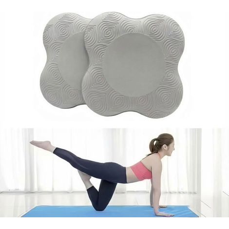 KLVGTIFS PU - Lot de 2 genouillères de yoga - Accessoires et aides de yoga unisex, adaptés au yoga au sol et au Pilates - Gris (1/5)