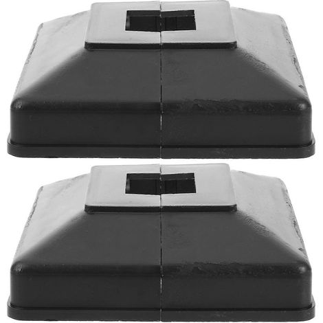 Set mit 2 Abdeckungen für Verandalampenpfosten, geteilte Pfostenkappen, Abschlusszubehör. – 8,80 x 8,80 x 3,00 cm – Schwarz (1/4)