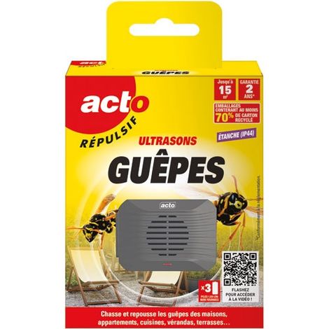 Répulsif ultrasons pour guêpes – Zone de protection 15 m² – Autonomie 240 heures – Émet des ultrasons – Respect environnemental sans produits chimiques – Acto (1/5)