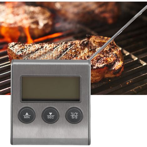 Digitales Grill- und Küchenthermometer mit Timer – ABS, 19,3 cm Sonde, 0–250 °C, großes LCD-Display, magnetisch (1/5)