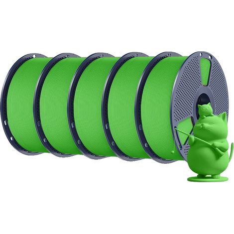Filamento per stampante 3D, materiale PLA, basso ritiro, verde (1/2)