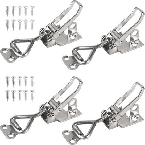 4Pcs Loquet à Bascule Acier Inox Loquet de Serrage Fermeture Capot Fermeture a Levier Capacité de Rétention 100kg 220lbs Menuisier Sauterelles Bascule Pince Réglable pour Armoire Porte (1/5)